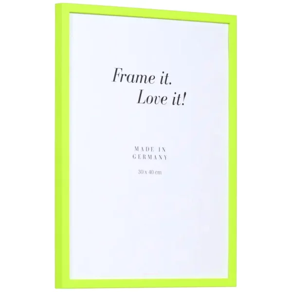 Cadre en bois Neon sur mesure jaune néon | verre standard (2 mm)