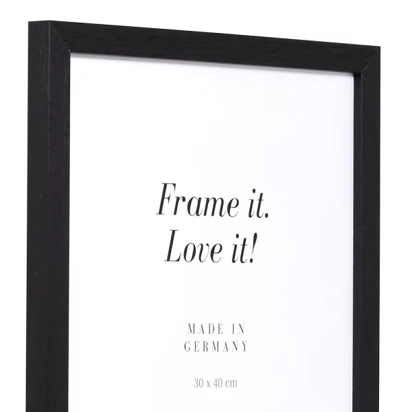 Cadre en bois Lorraine sur mesure noir | verre standard (2 mm)