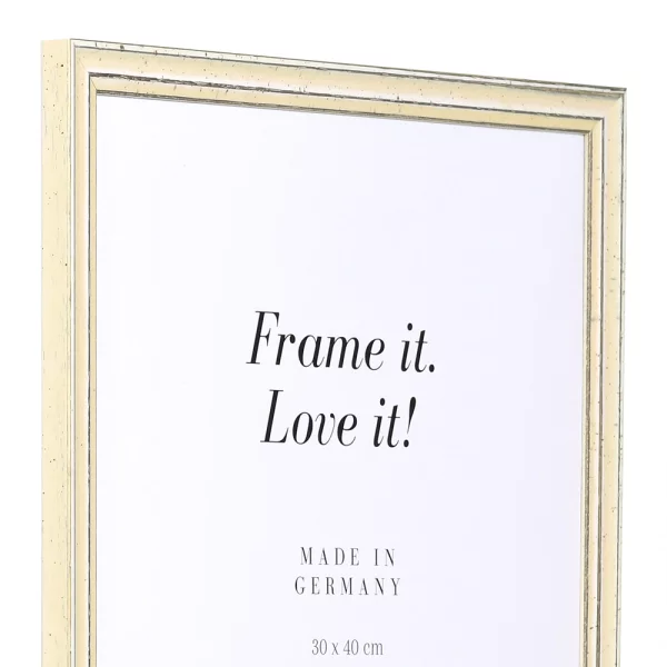 Cadre en bois Dijon sur mesure blanc | verre standard (2 mm)
