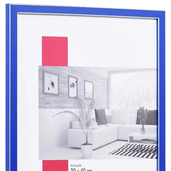 Cadre en bois Moulins sur mesure bleu | verre standard (2 mm)