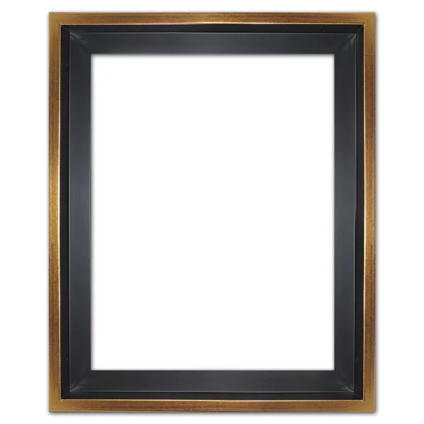 Caisse américaine Eclipse noir 60x80 cm | noir avec bord en or | cadre vide (sans verre ni panneau arrière)