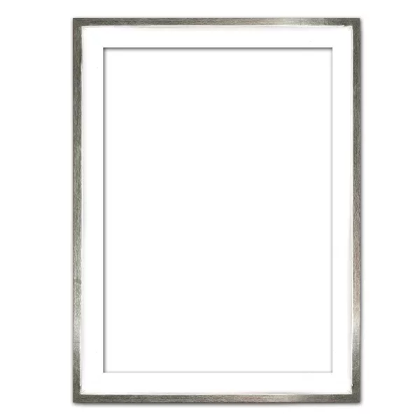 Schattenfugenrahmen Eclipse, Weiß 60x80 cm | Weiß mit Silberkante | Leerrahmen (ohne Glas und Rückwand)