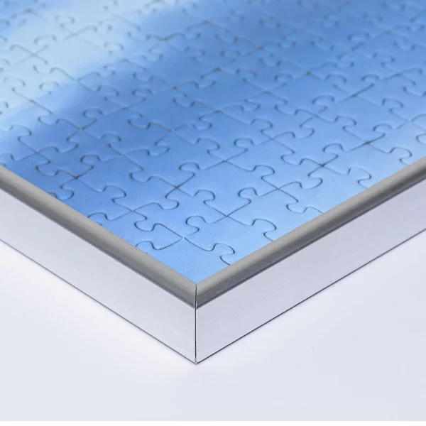 Kunststoff Puzzlerahmen für 100 bis 500 Teile 24,3x36 cm | silber | Kunstglas (1,5 mm)