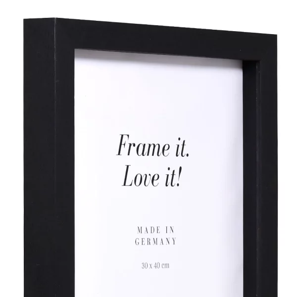 Cadre 3D en bois Nouvelle sur mesure noir | verre standard (2 mm)