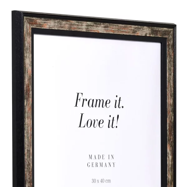 Cadre en bois Autun sur mesure noir | verre standard (2 mm)