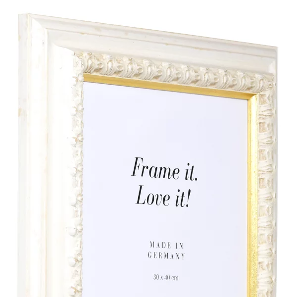 Cadre en bois Orsay sur mesure blanc-or | verre standard (2 mm)