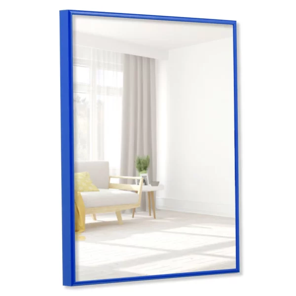 Miroir de salle de bain Quadro bordures en aluminium 18x24 cm | bleu RAL 5010 | miroir (3 mm)