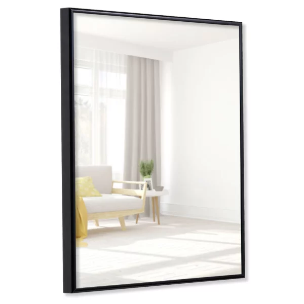 Miroir de salle de bain Quadro bordures en aluminium 18x24 cm | noir brillant | miroir (3 mm)
