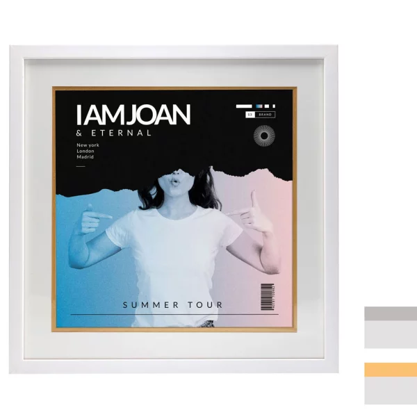 Cadre blanc pour pochette de disque vinyle avec double passe-partout blanc 