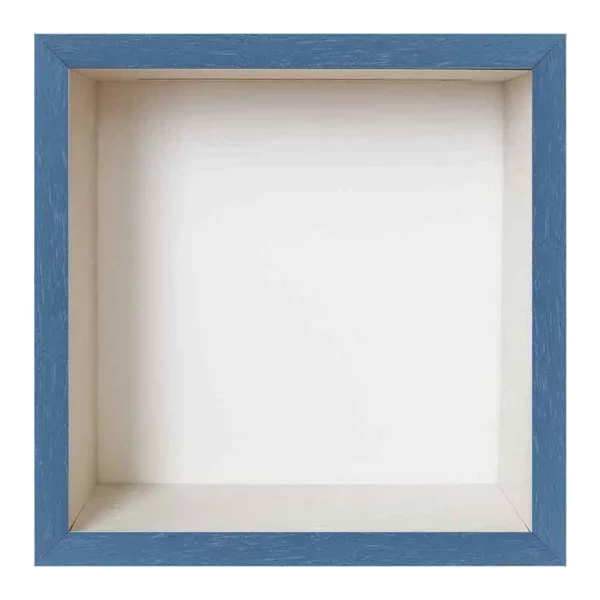 Cadre tirelire 20x20 cm | bleu avec boîte blanche | verre standard (2 mm)