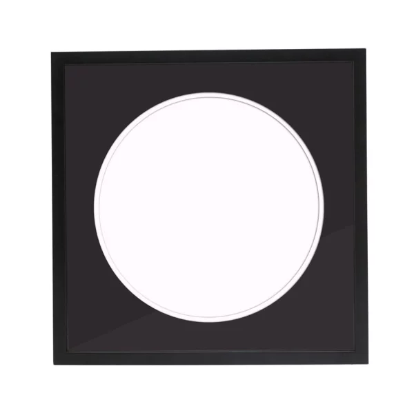 Cadre noir pour disque vinyle avec double passe-partout noir 40x40 cm | noir avec bord blanc | verre standard (2 mm)