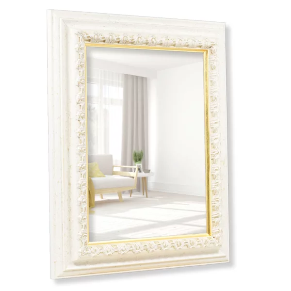 Cadre pour miroir Orsay sur mesure blanc-or | miroir (3 mm)