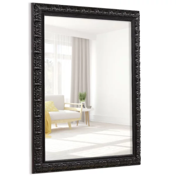 Cadre pour miroir Cassis sur mesure noir | miroir (3 mm)