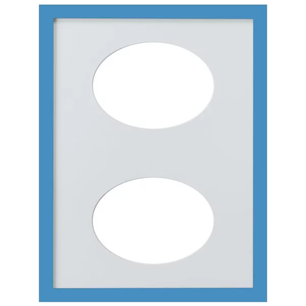 Cadre Top Cube avec passe-partout à 2 ouvertures ovales, 30x40 cm 2x13x18 cm | bleu | verre standard (2 mm)