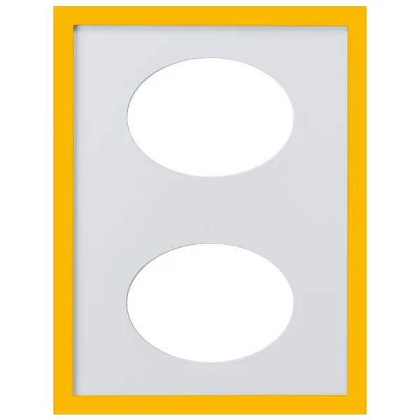 Cadre Top Cube avec passe-partout à 2 ouvertures ovales, 30x40 cm 2x13x18 cm | jaune | verre standard (2 mm)