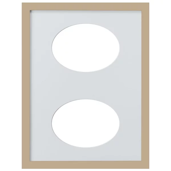 Cadre Top Cube avec passe-partout à 2 ouvertures ovales, 30x40 cm 2x13x18 cm | or | verre standard (2 mm)