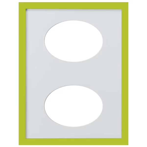 Cadre Top Cube avec passe-partout à 2 ouvertures ovales, 30x40 cm 2x13x18 cm | vert | verre standard (2 mm)