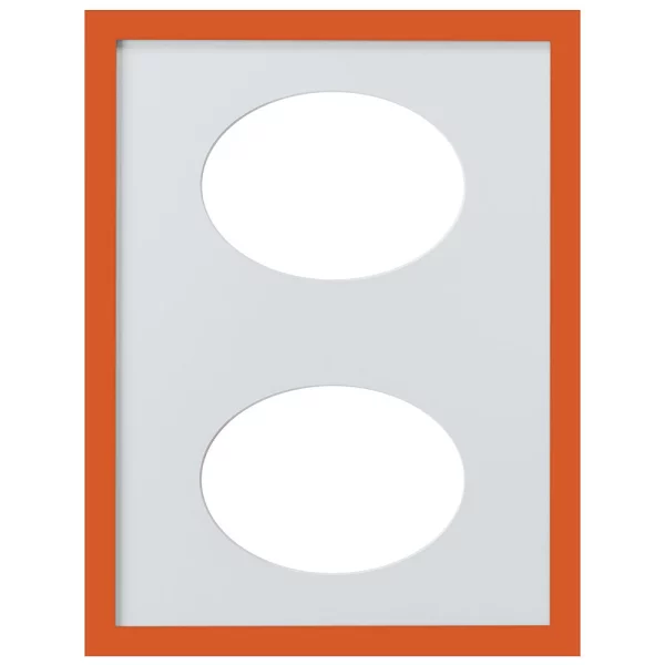 Cadre Top Cube avec passe-partout à 2 ouvertures ovales, 30x40 cm 2x13x18 cm | orange | verre standard (2 mm)