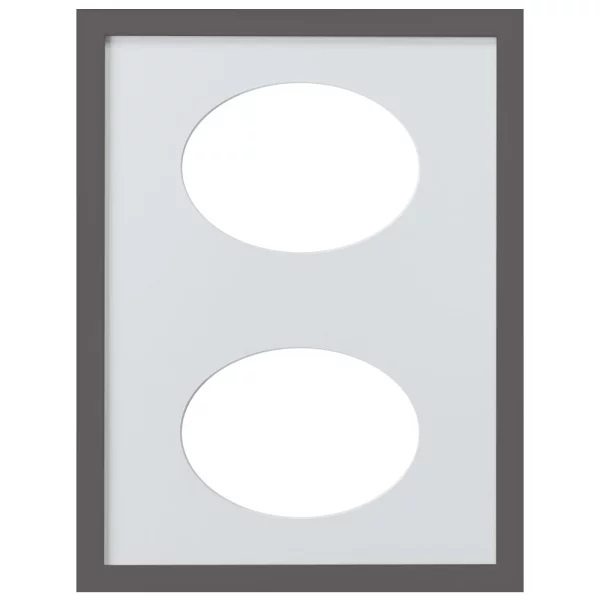 Cadre Top Cube avec passe-partout à 2 ouvertures ovales, 30x40 cm 2x13x18 cm | platine | verre standard (2 mm)