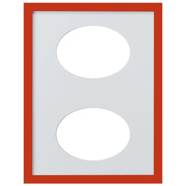 Cadre Top Cube avec passe-partout à 2 ouvertures ovales, 30x40 cm 2x13x18 cm | rouge | verre standard (2 mm)