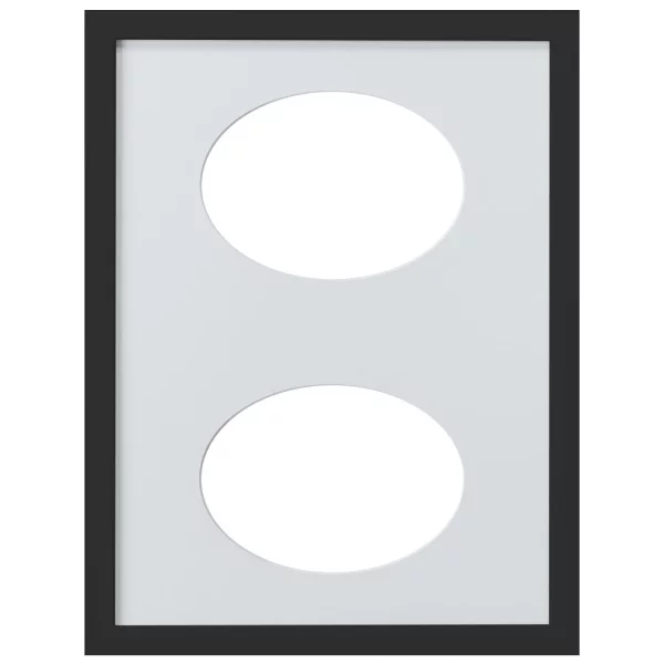 Cadre Top Cube avec passe-partout à 2 ouvertures ovales, 30x40 cm 2x13x18 cm | noir | verre standard (2 mm)