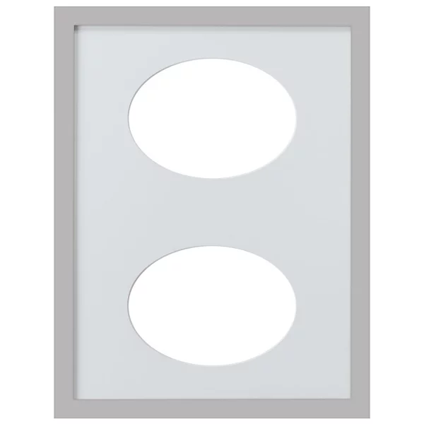 Cadre Top Cube avec passe-partout à 2 ouvertures ovales, 30x40 cm 2x13x18 cm | argent | verre standard (2 mm)