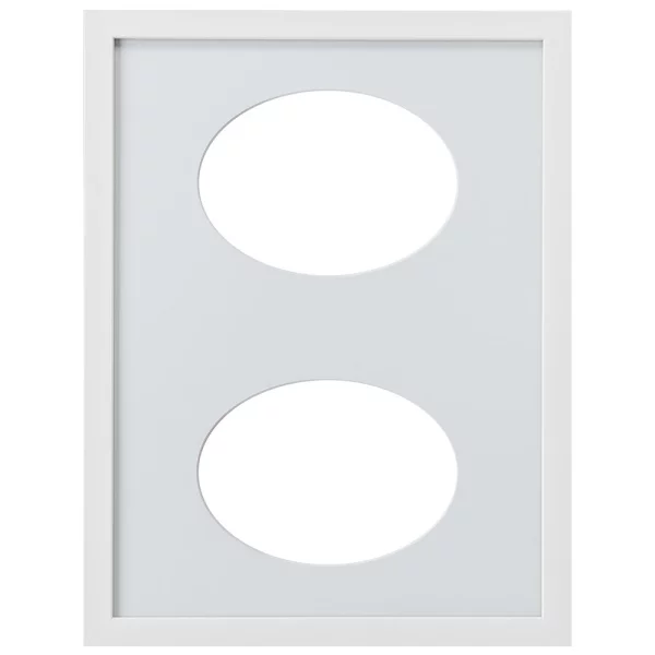 Cadre Top Cube avec passe-partout à 2 ouvertures ovales, 30x40 cm 2x13x18 cm | blanc | verre standard (2 mm)