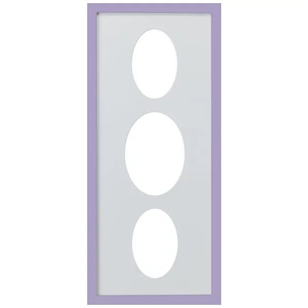 Cadre Top Cube avec passe-partout multiple avec 3 ouvertures ovales, 25x60 cm 2x10x15 cm, 1x13x18 cm | lilas | verre standard (2 mm)