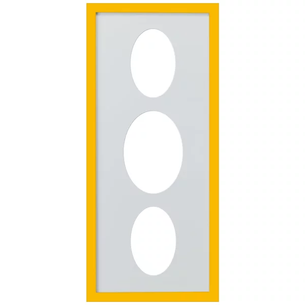 Cadre Top Cube avec passe-partout multiple avec 3 ouvertures ovales, 25x60 cm 2x10x15 cm, 1x13x18 cm | jaune | verre standard (2 mm)