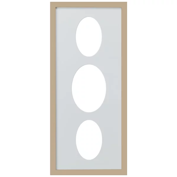 Cadre Top Cube avec passe-partout multiple avec 3 ouvertures ovales, 25x60 cm 2x10x15 cm, 1x13x18 cm | or | verre standard (2 mm)