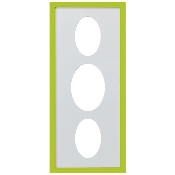 Cadre Top Cube avec passe-partout multiple avec 3 ouvertures ovales, 25x60 cm 2x10x15 cm, 1x13x18 cm | vert | verre standard (2 mm)