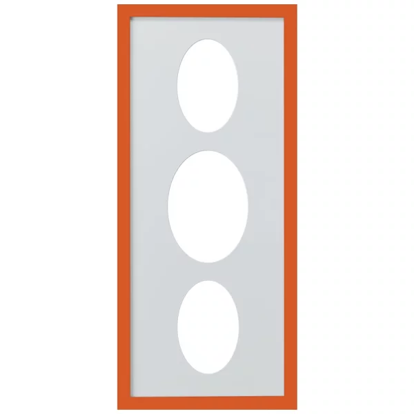 Cadre Top Cube avec passe-partout multiple avec 3 ouvertures ovales, 25x60 cm 2x10x15 cm, 1x13x18 cm | orange | verre standard (2 mm)