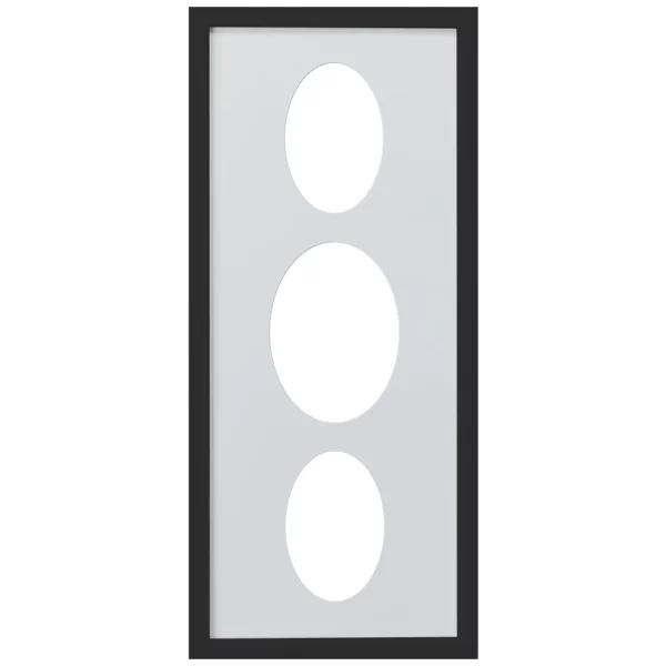 Cadre Top Cube avec passe-partout multiple avec 3 ouvertures ovales, 25x60 cm 2x10x15 cm, 1x13x18 cm | noir | verre standard (2 mm)
