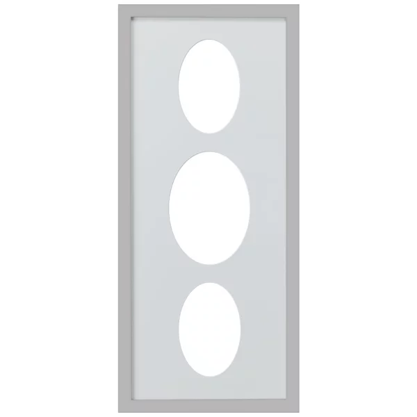 Cadre Top Cube avec passe-partout multiple avec 3 ouvertures ovales, 25x60 cm 2x10x15 cm, 1x13x18 cm | argent | verre standard (2 mm)