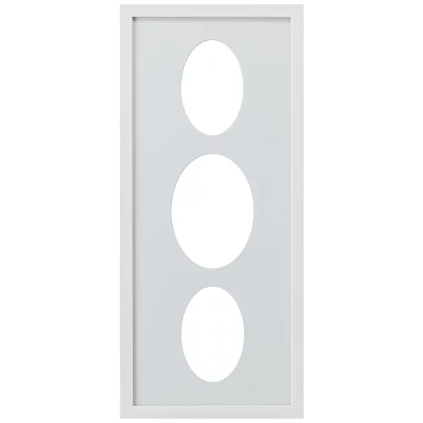 Cadre Top Cube avec passe-partout multiple avec 3 ouvertures ovales, 25x60 cm 2x10x15 cm, 1x13x18 cm | blanc | verre standard (2 mm)