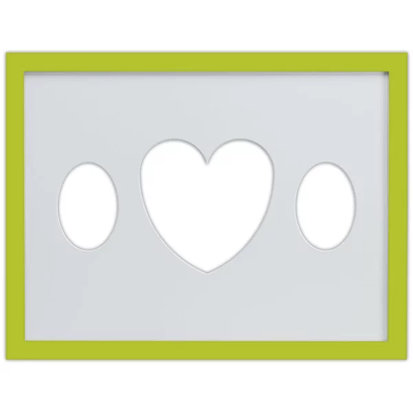 Cadre Top Cube avec passe-partout multiple avec ouvertures ovales et en forme de cœur, 30x40 cm 2x7x10 cm, 1x15x15 cm | vert | verre standard (2 mm)