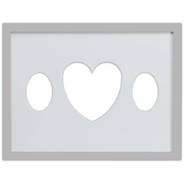Cadre Top Cube avec passe-partout multiple avec ouvertures ovales et en forme de cœur, 30x40 cm 2x7x10 cm, 1x15x15 cm | argent | verre standard (2 mm)