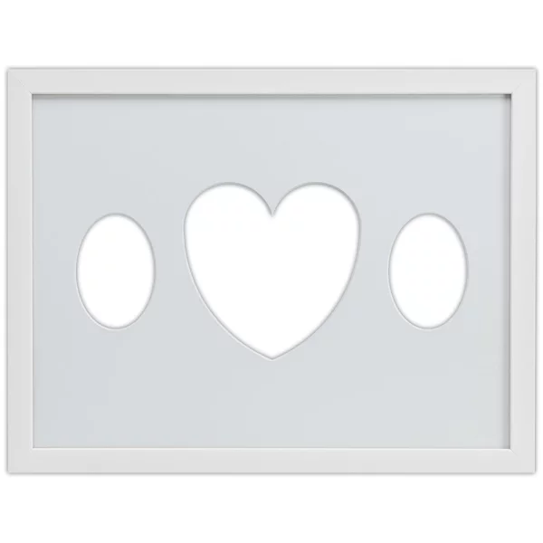 Cadre Top Cube avec passe-partout multiple avec ouvertures ovales et en forme de cœur, 30x40 cm 2x7x10 cm, 1x15x15 cm | blanc | verre standard (2 mm)