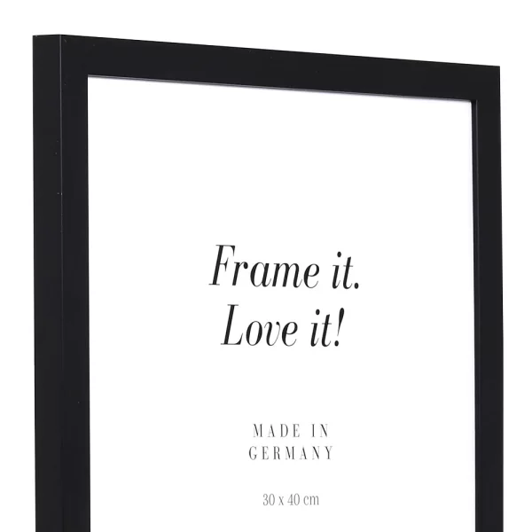 Cadre en bois Top Cube sur mesure noir | verre antireflet mat (2 mm)