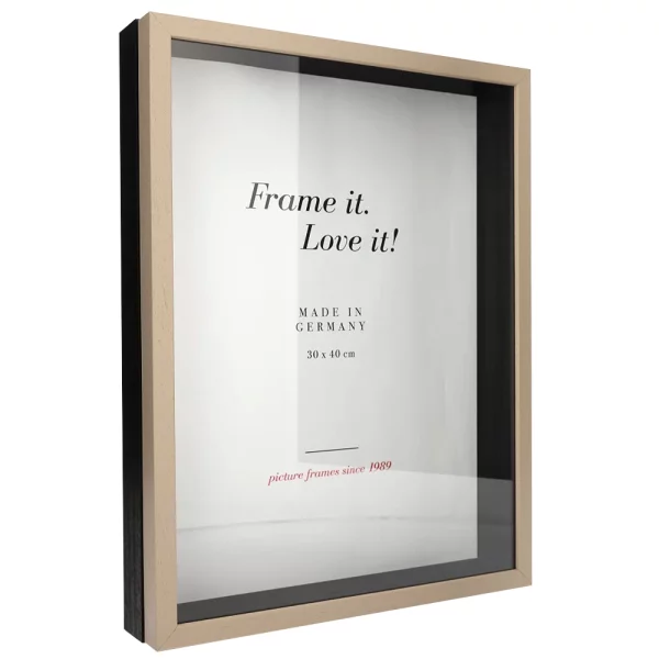 Cadre Unibox 13x18 cm | brun clair-noir | verre standard (2 mm)