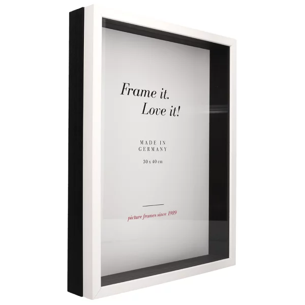 Unibox Bilderrahmen nach Mass weiß-schwarz | Normalglas (2 mm)
