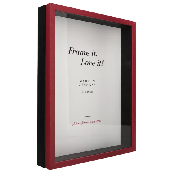 Unibox Bilderrahmen nach Mass rot-schwarz | Normalglas (2 mm)