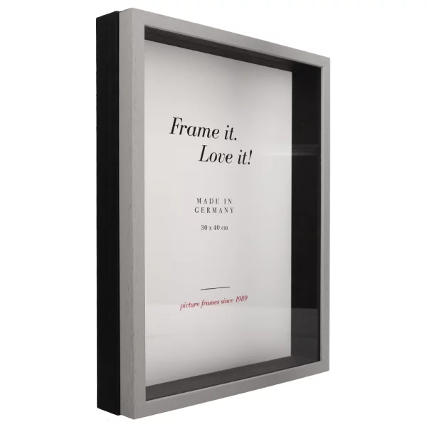 Unibox Bilderrahmen nach Mass hellgrau-schwarz | Normalglas (2 mm)