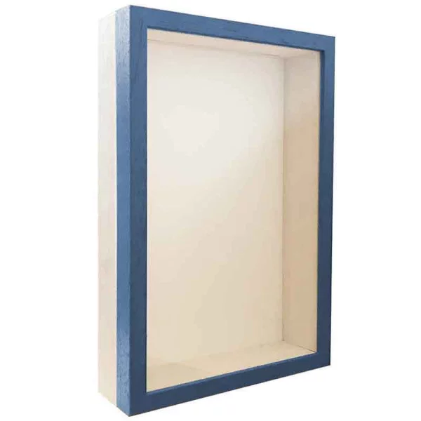 Cadre Unibox sur mesure bleu-blanc | verre standard (2 mm)