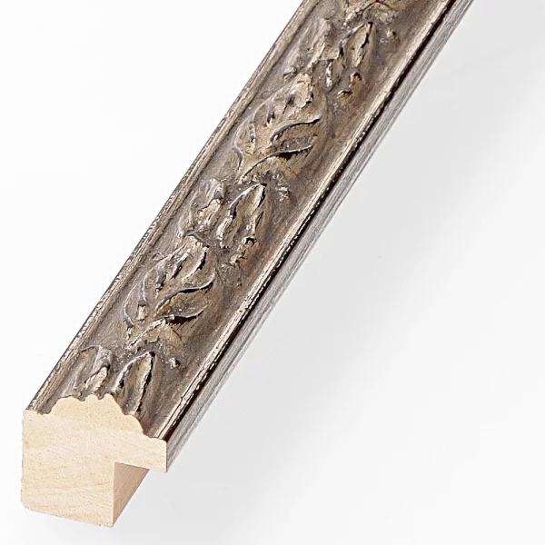 Barockrahmen Lugano 2 20x30 cm | Antiksilber mit Lorbeerblatt verziert | Normalglas (2 mm)