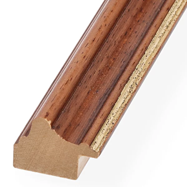 Holzrahmen Horgen nach Maß Nussbaum mit Goldkante | Normalglas (2 mm)