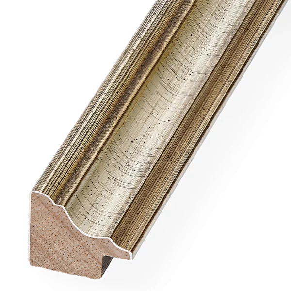 Barockrahmen Littau nach Mass antiksilber quer geritzt | Normalglas (2 mm)