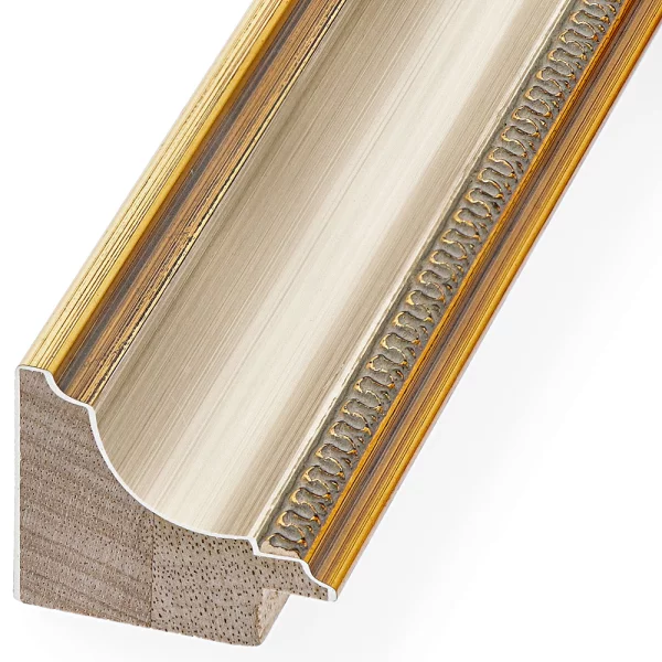 Barockrahmen Steffisburg 40x50 cm | altgold mit Wasserblattverzierung, Kehle elfenbein, patiniert | Normalglas (2 mm)