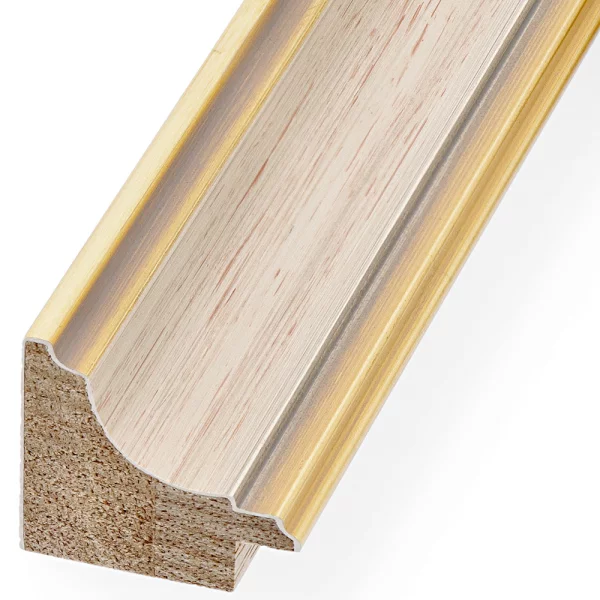 Barockrahmen Steffisburg nach Maß elfenbein rostfarben geflammt, Kante und oben hellgold, blaugrau patiniert | Normalglas (2 mm)