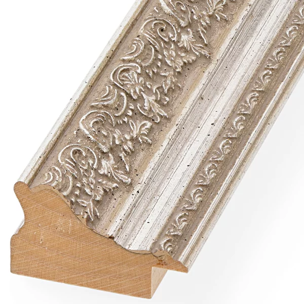 Barockrahmen Pratteln nach Maß silber verziert, flaemischer Barock | Normalglas (2 mm)